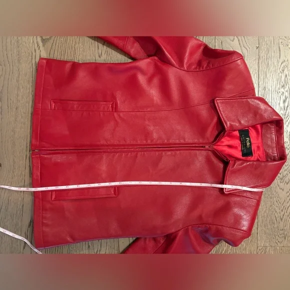 Red Leather Zip-up Jacket - Picture 11 of 12